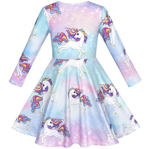 unicorn rainbow long sleeve princess dresses unilovers
