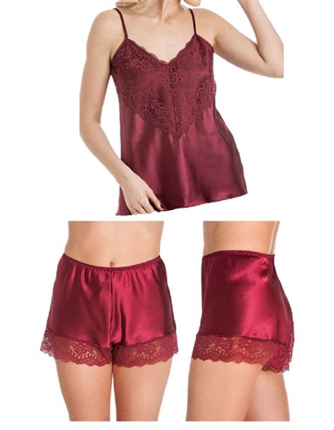 womens luxury satin camisole cami french knicker set various colours