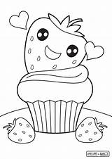 Cupcake Coloring Pages Cute Strawberry Getdrawings sketch template