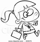 Coloring Briefcase Carrying Illustration Line Business Girl Toonaday Royalty Clipart Rf sketch template