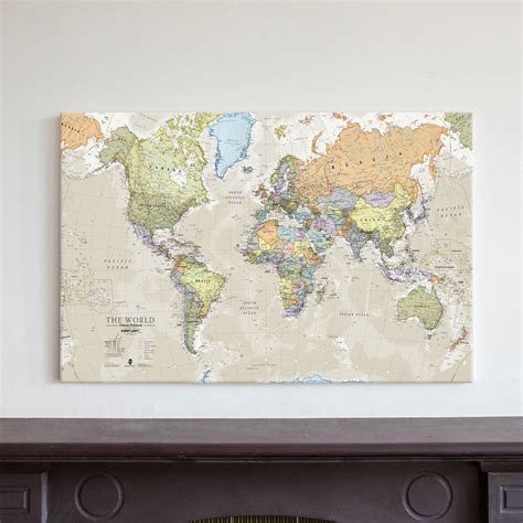 classic map of the world canvas print by maps international