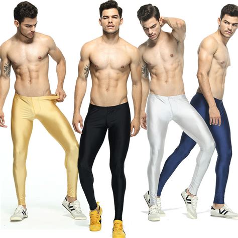 men s solid color running tights elastic skinny workout leggings