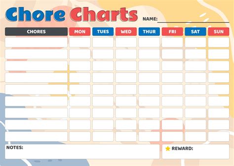 blank household chore charts  printable images   finder