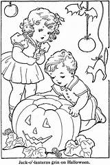 Coloring Halloween Vintage Book Pages Jack Lantern Printable Kids Clipart Sheets Children Happy Retro Books Print Library Sheet Patterns Popular sketch template