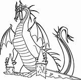 Dragon Sleeping Beauty Coloring Pages Printable Maleficent Dragons Kids Cartoon Castle Categories sketch template