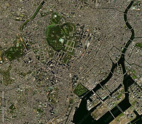 high resolution satellite image  tokyo japan isolated imagery