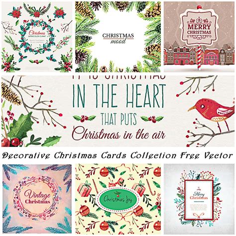 decorative christmas hand drawn cards vector