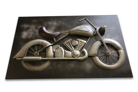 large vintage motorcycle  metal wall art rustic
