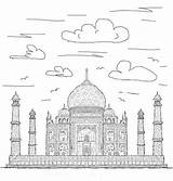 Taj Mahal Coloring Cloudy Netart sketch template