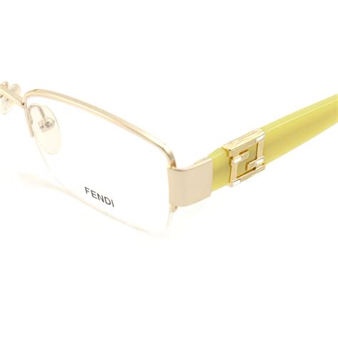 Fendi Eyeglasses Women Shiny Gold Semi Rimless Rectangle 52 17 135