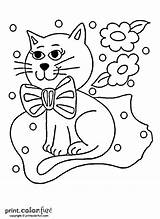 Kitten Printable Bow Coloring Print Pages Flowers Ink Low Color Cat Printcolorfun Book sketch template