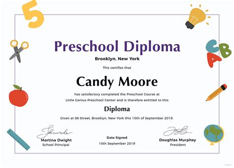 preschool diploma certificate template  adobe photoshop illustrator