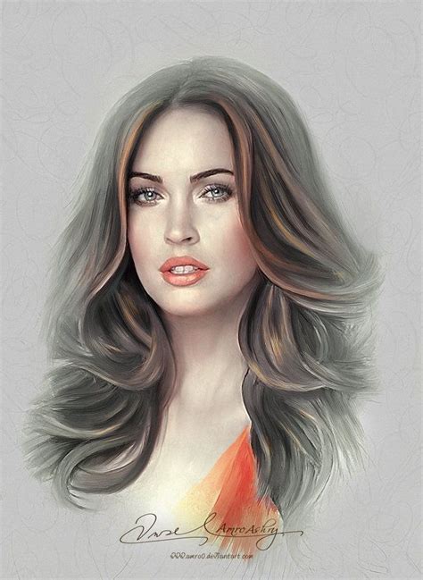 Pretty Face Megan Fox By Amro0 Digital Art Drawings