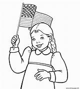 Flag Coloring American Waving Pages Girl Printable Drawing India Getdrawings sketch template