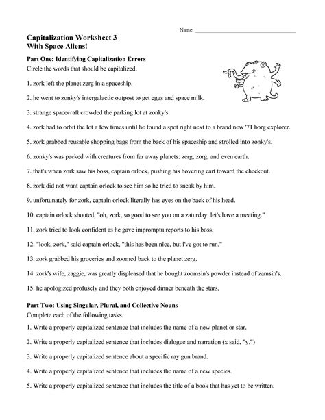 capitalization worksheets  grade printable word searches