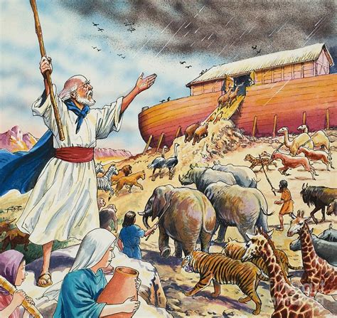 biblical scene noahs ark painting  english school