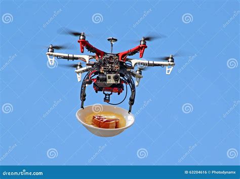 drone delivering meals stock photo image  auto flight