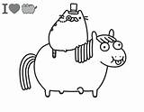 Pusheen Coloring Pages Fat Pony Cat Printable Ride Print Unicorn Kids Pushin Color Friends Adults Dad Baby Cool Vacation Riding sketch template
