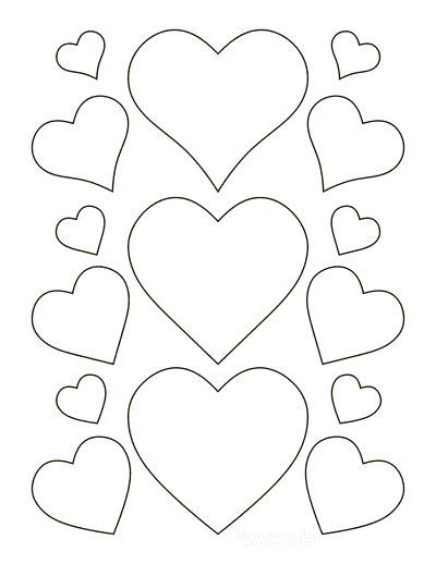 heart template  styles sizes heart shapes template printable