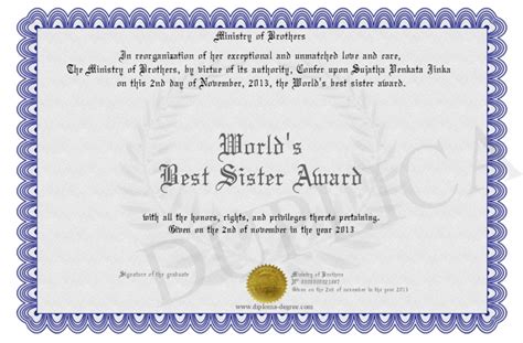 world s best sister award