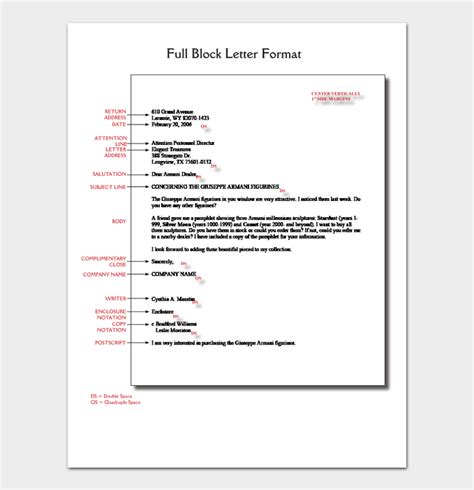 block letter format full modified semi block  samples