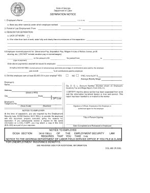 printable separation notice form template     books
