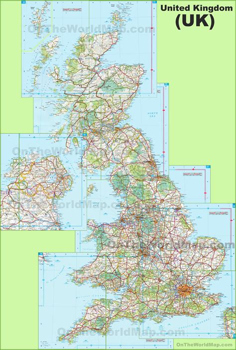 large detailed map  uk  cities  towns