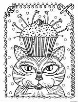 Coloring Cake Deborah Muller Cat Adult Pages Cup Printable Color sketch template
