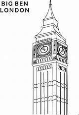 Tower Clock Ben Big London Coloring Pages Drawing Netart sketch template