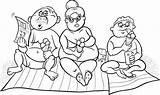 Beach Family Coloring Overweight Premium sketch template