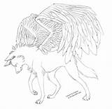 Winged Lineart Wolves Fc04 Mythical Canine Clans Wikia Nicepng sketch template