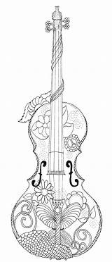 Coloring Pages Violin Adult Color Colouring Music Instruments Musical Print Sheets Desenho Stuff Viool Tattoo Popular Drawing Notes Bord Kiezen sketch template