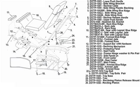 main recliner chart parts diagram included reclineradvice