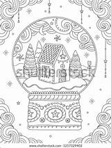 Christmas Coloring Adult Ball Crystal Vector sketch template