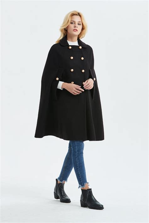 black wool cape cape coat loose cape midi cape winter etsy
