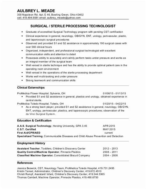 surgical technician resume examples   surgical tech resume