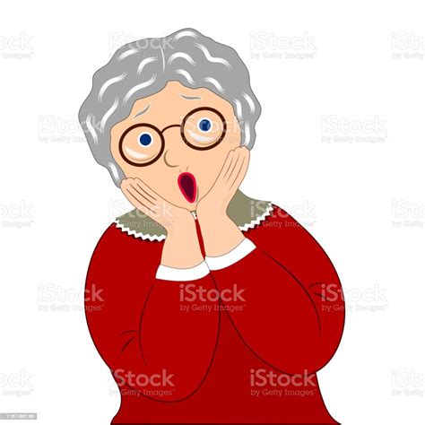 face expression of grandmother surprised emotion of old woman vector