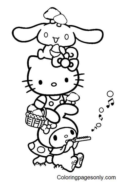 sanrio my melody and kuromi coloring page hello kitty coloring hello
