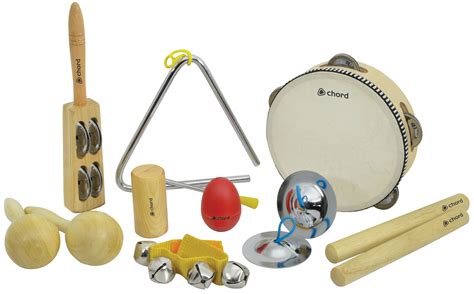 hand percussion set  instruments tambourine maracas shakers claves