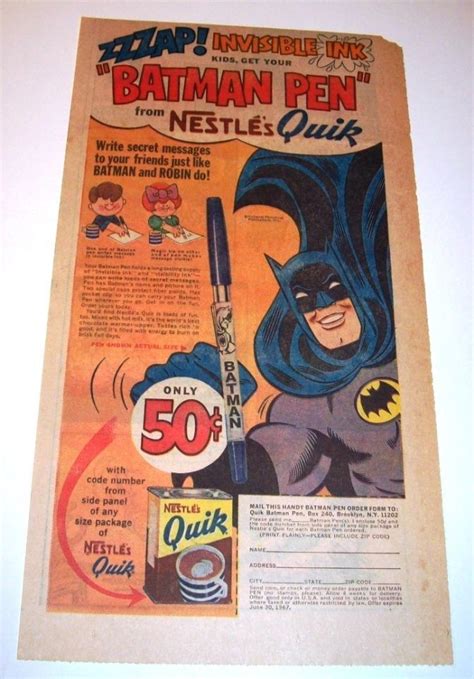 cool vintage batman comic book ad  quik instant chocolate milk powder batman