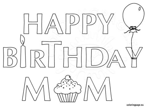 happy birthday mom coloring page  kids coloring page