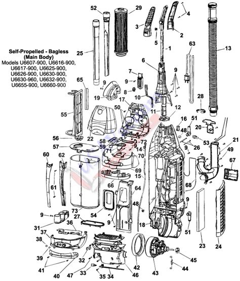 hoover  propelled bagless upright  series parts list schematic usa vacuum