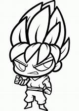 Goku Chibi Coloring Pages Super Saiyan Dragon Ball Drawing Easy Son Dbz God Ssj Print Clipart Printable Draw Color Characters sketch template
