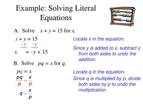 literal equations  formulas powerpoint