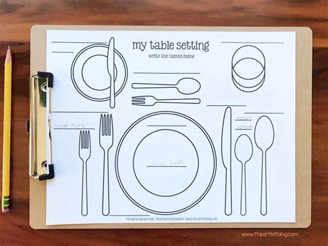 table setting placemat printables  kids  art kit