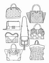 Colorir Handbags Handbag Desenhos Bolsa Bolsas Styles Purses Acessar Jr sketch template
