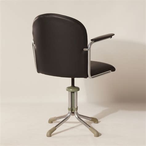 bureaustoel  zwart leder van wh gispen  vintage design