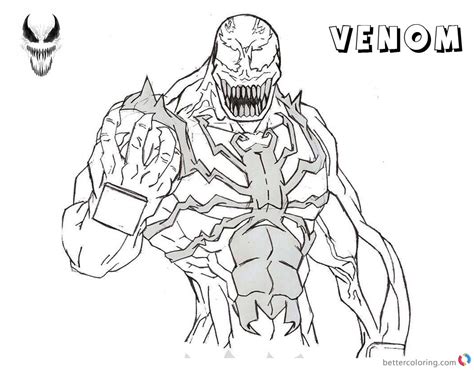venom coloring pages lineart drawing  noname  printable