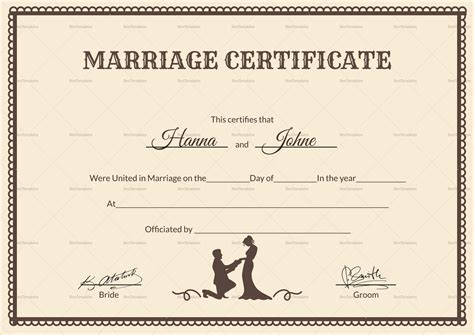 editable marriage certificate template word