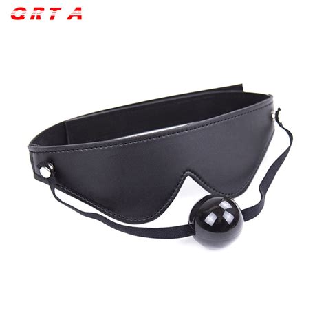 pu leather eye mask head harness bondage open mouth gag restraint red